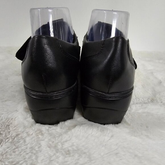 Thom McAn Hilliard Black Leather Wedge Mary Janes Size 10W - Picture 4 of 14